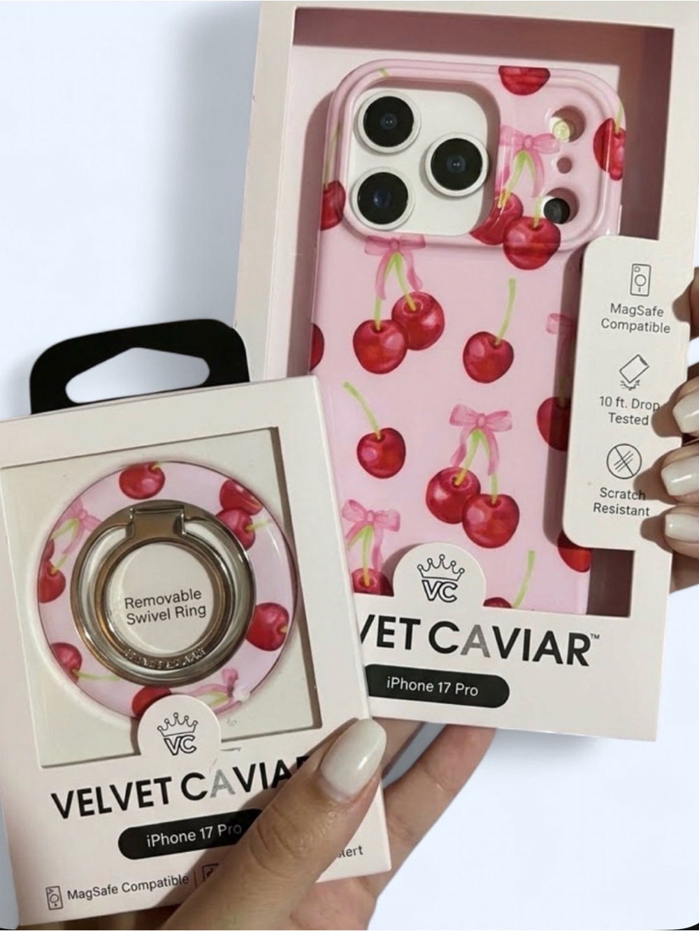 Velvet Caviar Pink Cherry iPhone 17 Pro Case with Removable Ring
